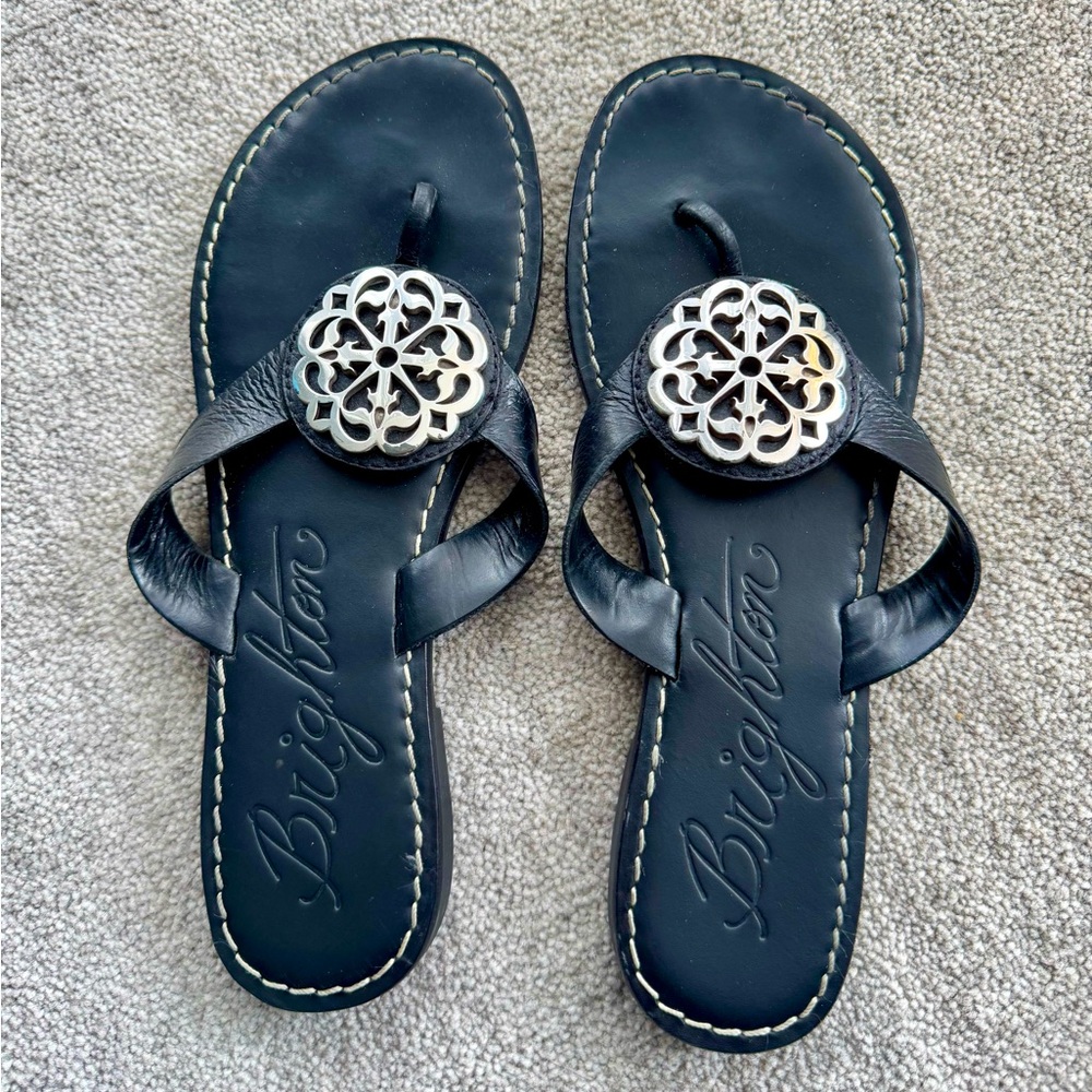 Black leather Brighton sandals size 7